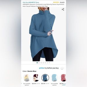 Women’s S oversized Amazon sweater. Great for leggings. Beautiful blue and soft